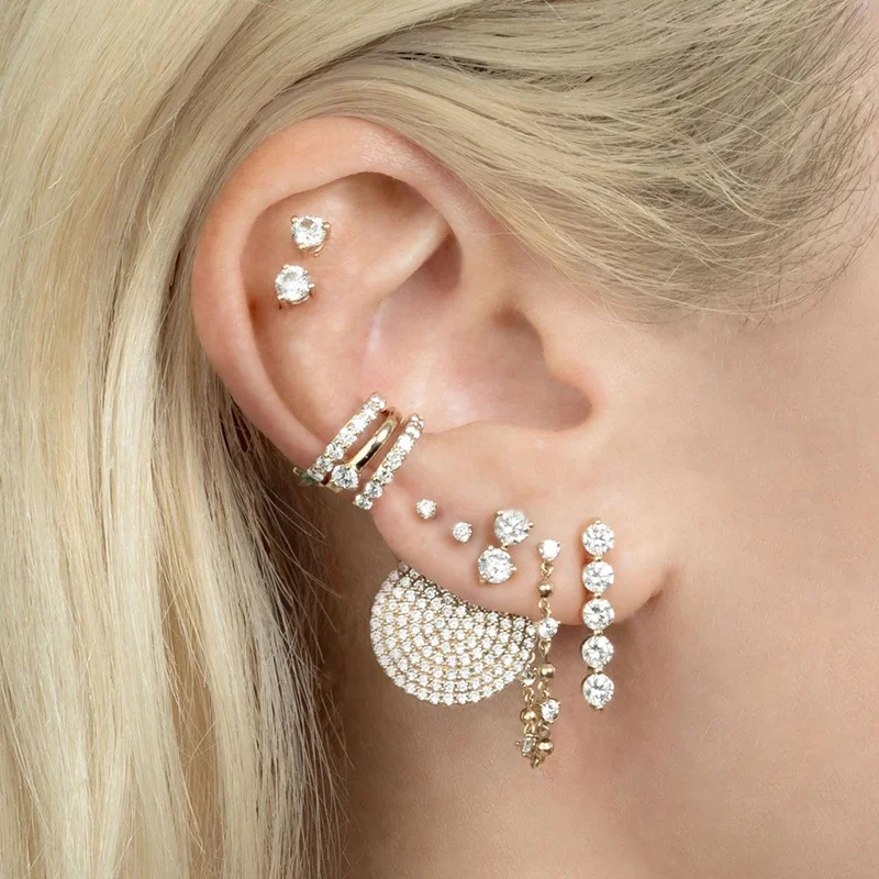 Unusual Luxury 925 Sterling Silver Ear Cuffs  Gemstones Clip on Earrings For Women Girls