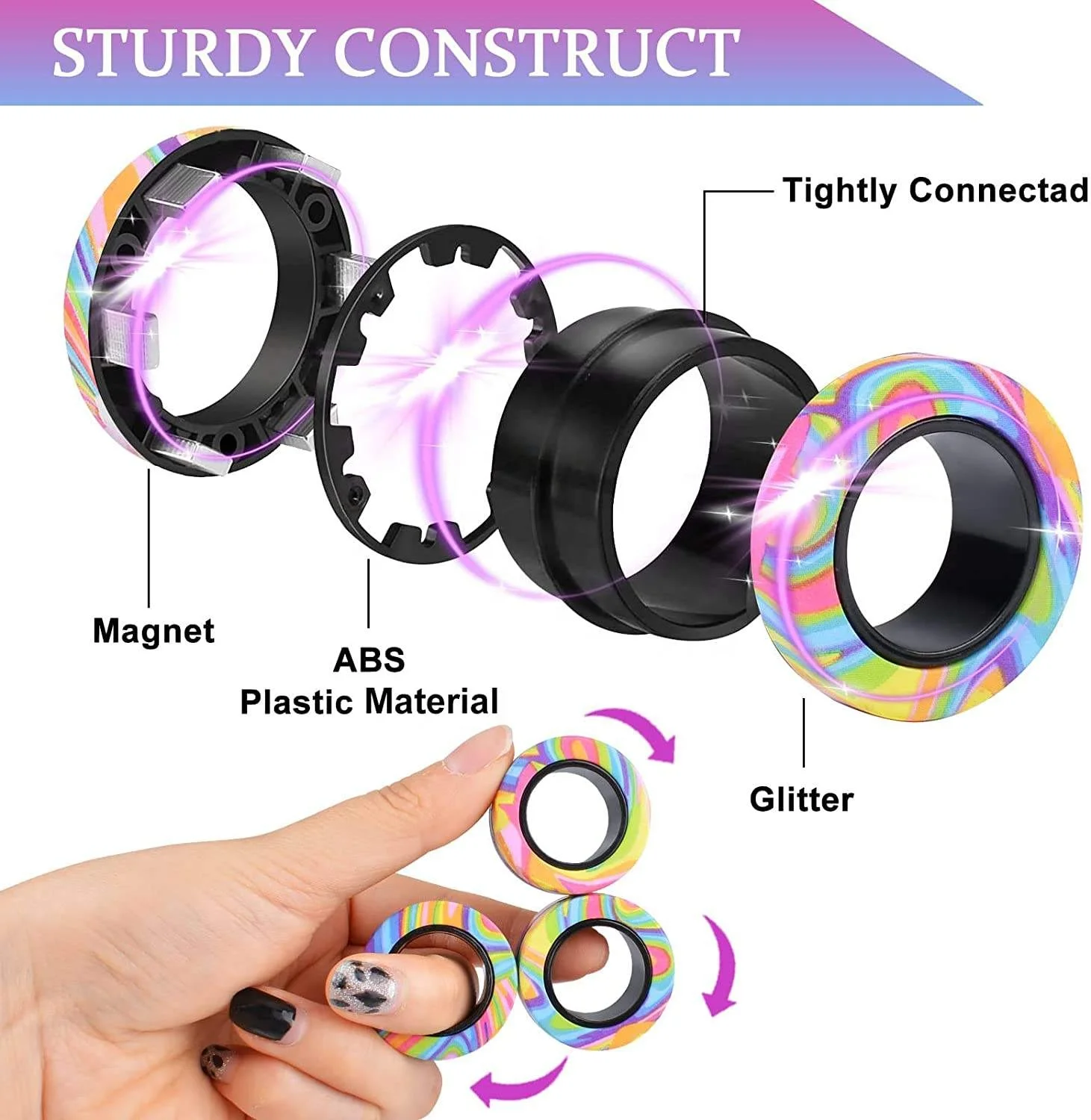 Magnetic Fidget Spinners Rings Idea Anxiety Decompression Fidget Toys For Kid Adult Relief Stress Creative Fidget Spinner Rings