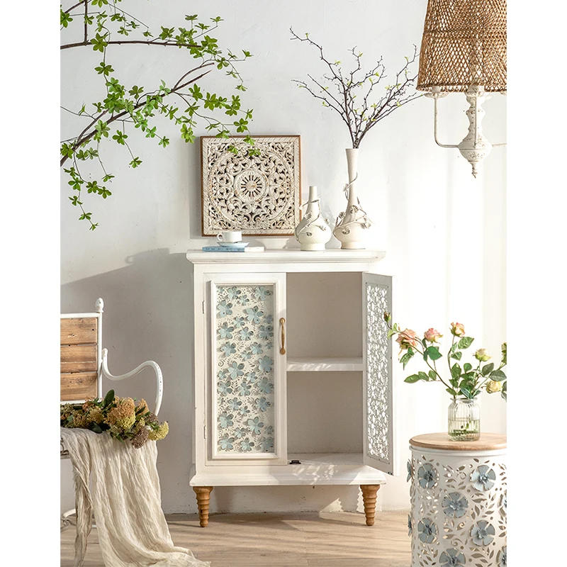 Essent Living Room Furniture Countryside Solid Wood Modern Vintage Furniture White Living Room Sideboard Accent Cabinet Nordic
