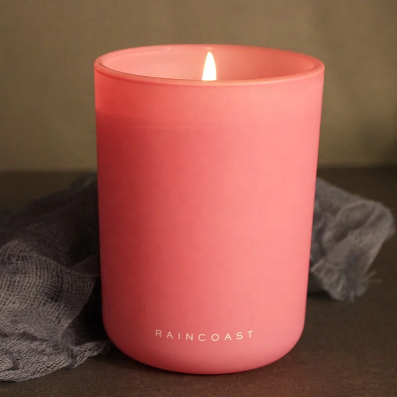 RAINCOAST Low MOQ Tinted Glass Candle ODM 240G Private Label Scented Candle Frosted Jar Wholesale