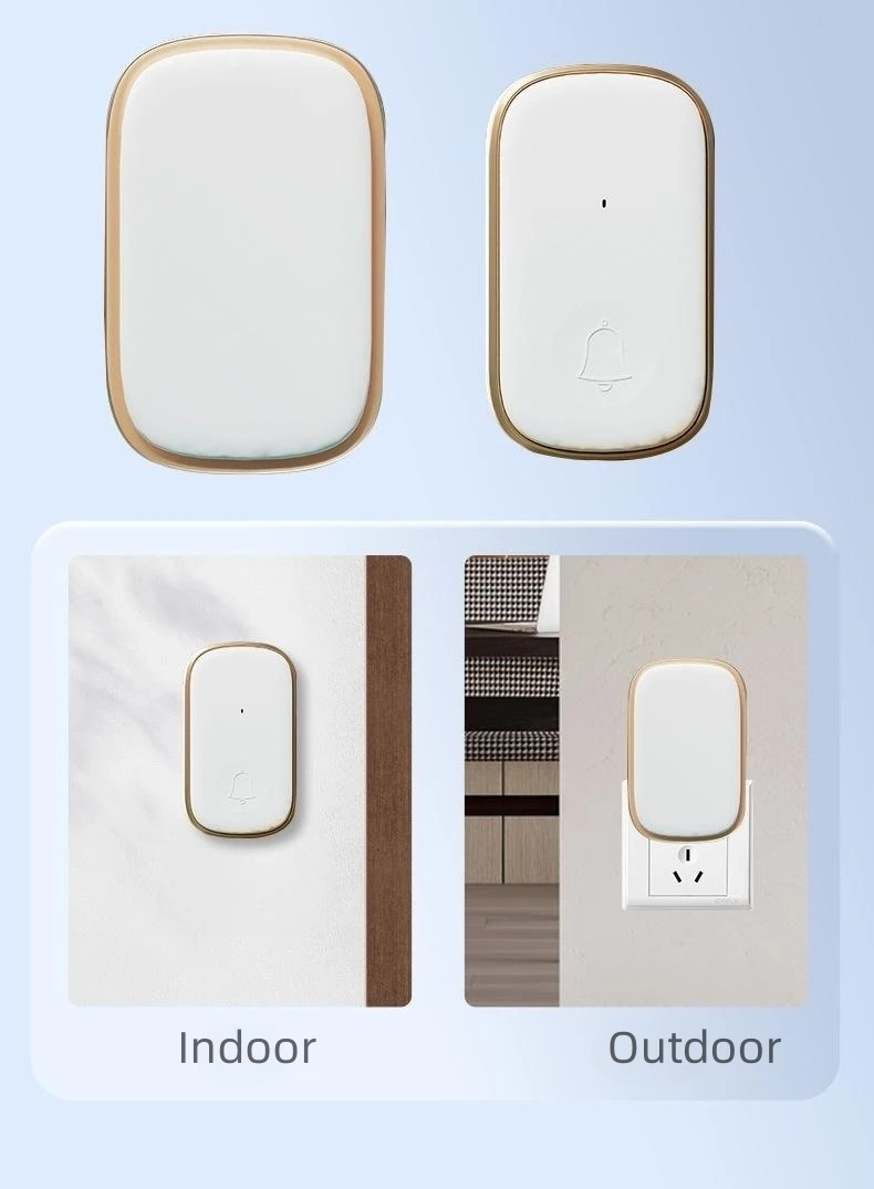 Hot selling EU UK US plug 150m 38 Ringtones Chime Remote Control IP44 Waterproof RF433 Ring Wireless Doorbell