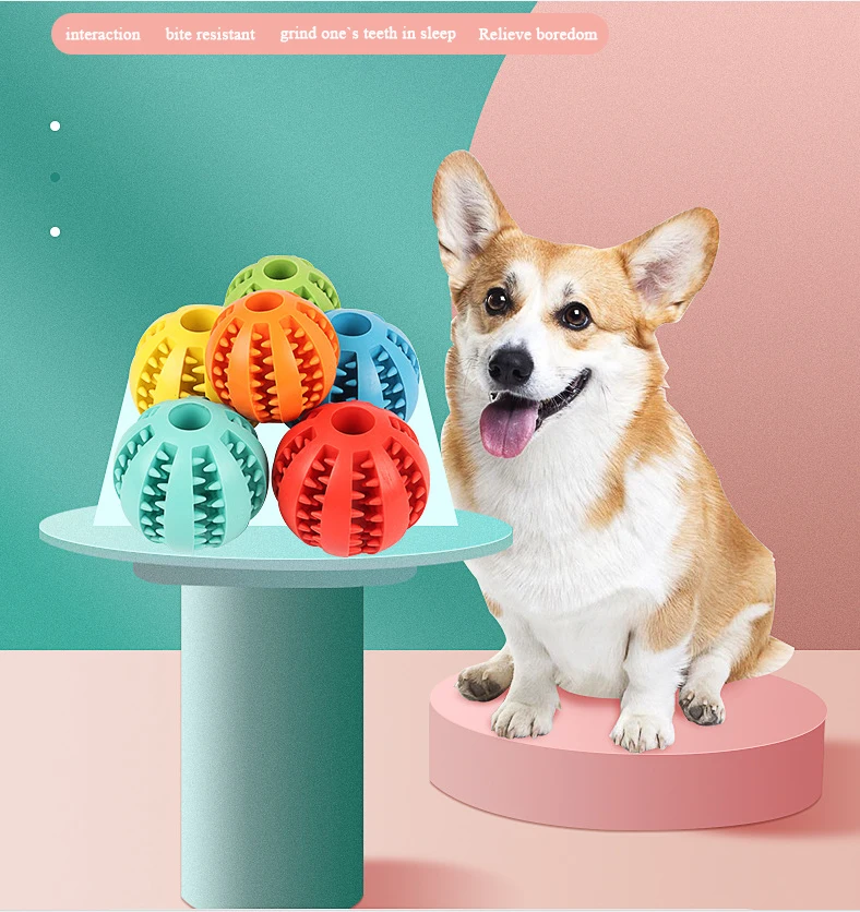 Pet Toys Training Anti-choking Leakage Food Cleaning Teeth Walking Elastic Watermelon Ball Toys Wholesale