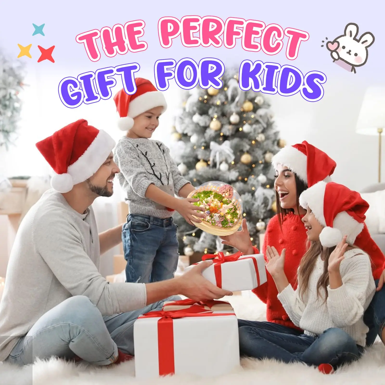 Small Scene Rabbit Bunny Tiny Carrot 3D Led Night Lamp WIth Wooden Base Craft Kit