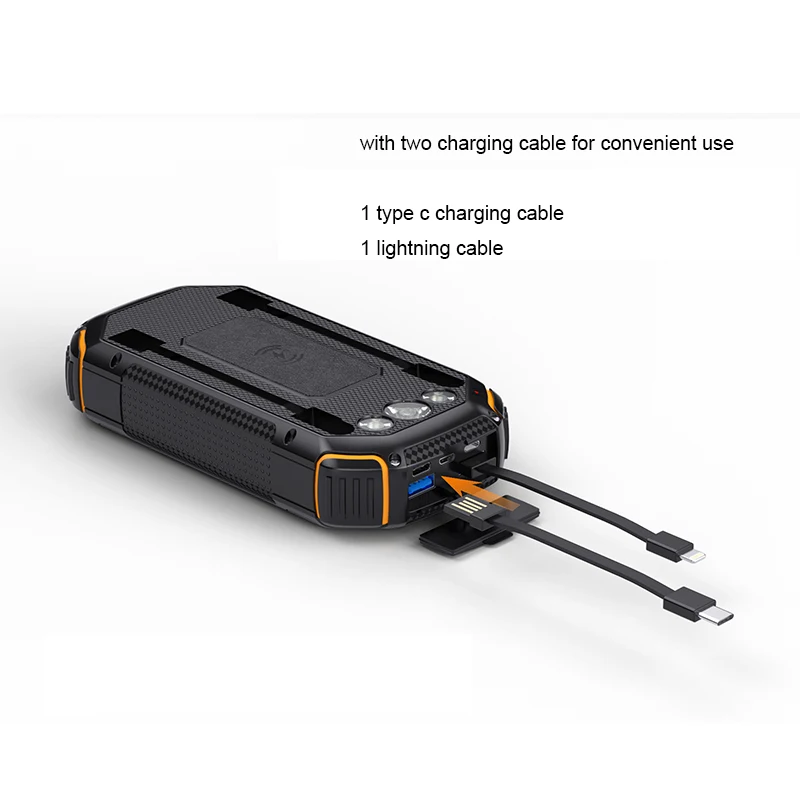 Outside portable 20000mAh QI Wireless charger Solar charger power bank LED flashlight