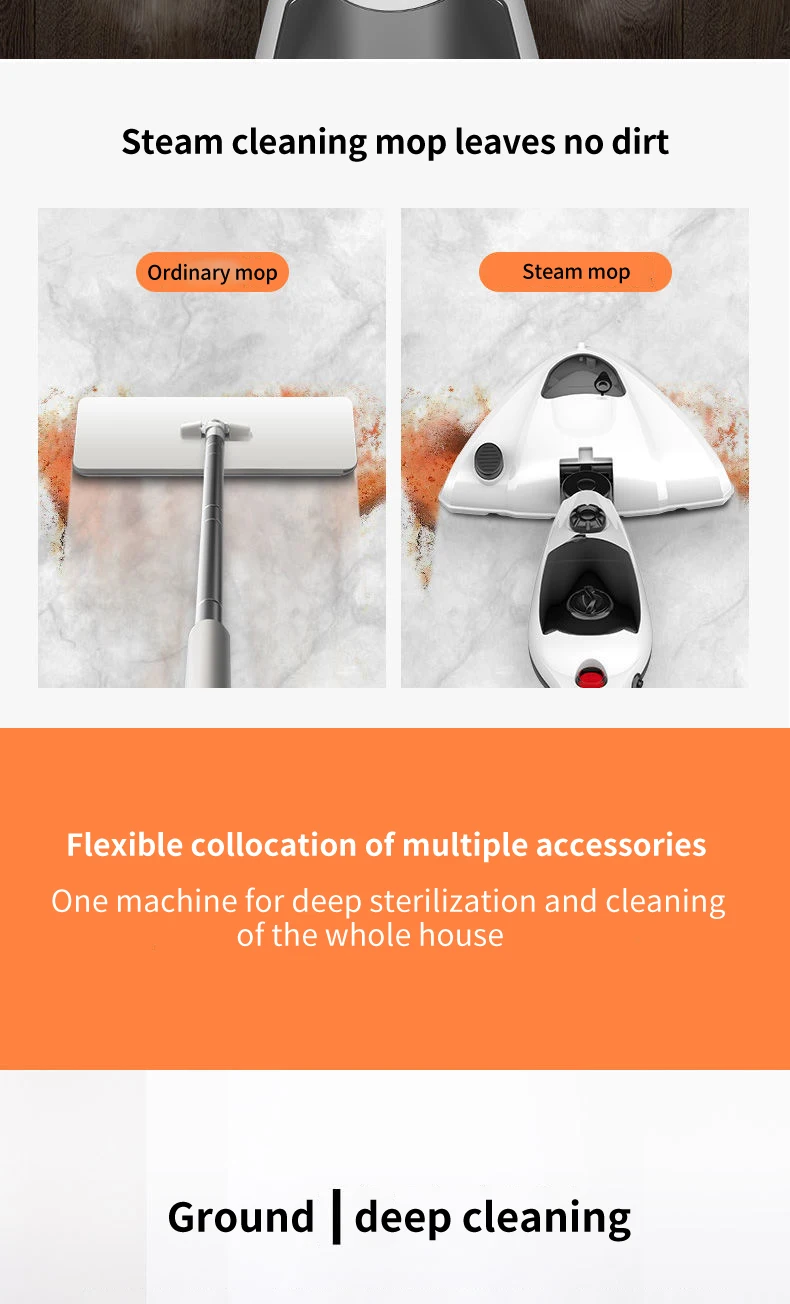 Cleaner Hardwood/Tile/Carpet Kitchen/Clothing/Pet Steamer Whole House Multipurpose Electric Steam Mop