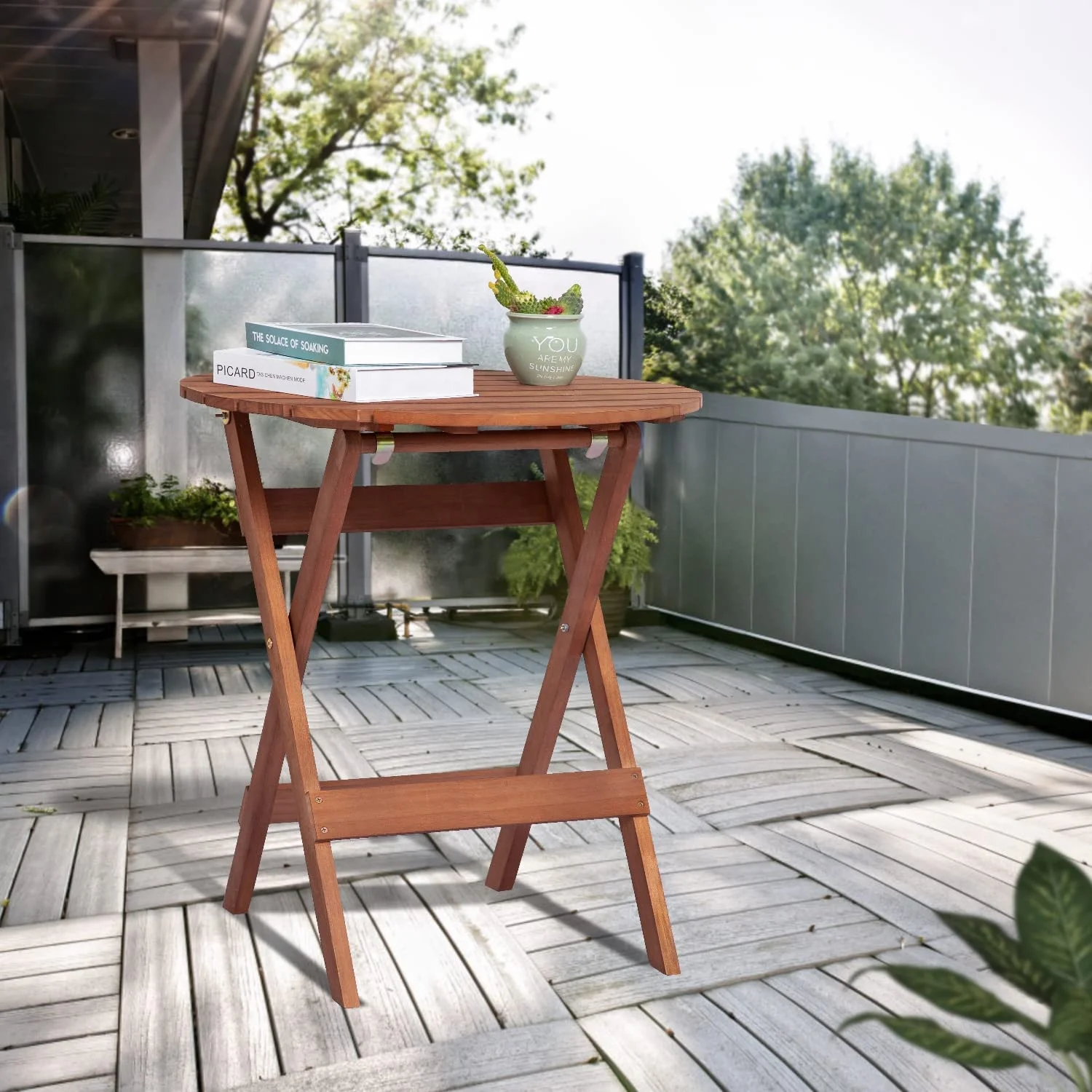 Wood Folding table leg Patio Furniture Outdoor for Backyard Balcony Deck