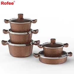 Marble nonstick die cast cookware set aluminum cookware