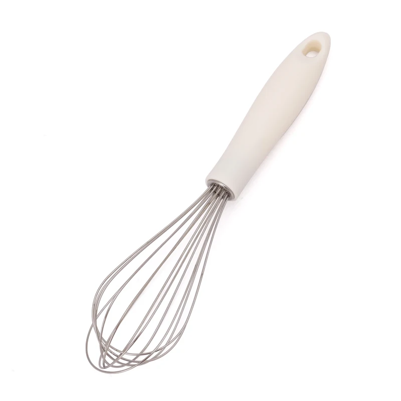 10 inch Stainless Steel Wires Whisk With White Plastic Handle