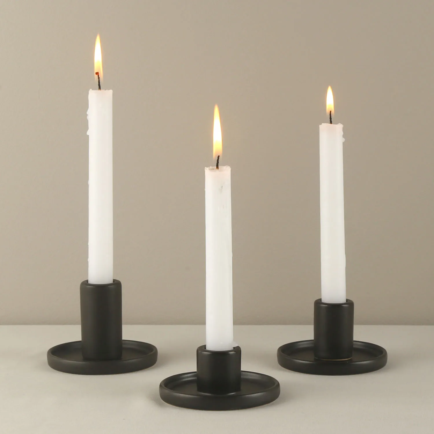 Matte Black White Minimal Ceramic Candle Plate Holder Stand