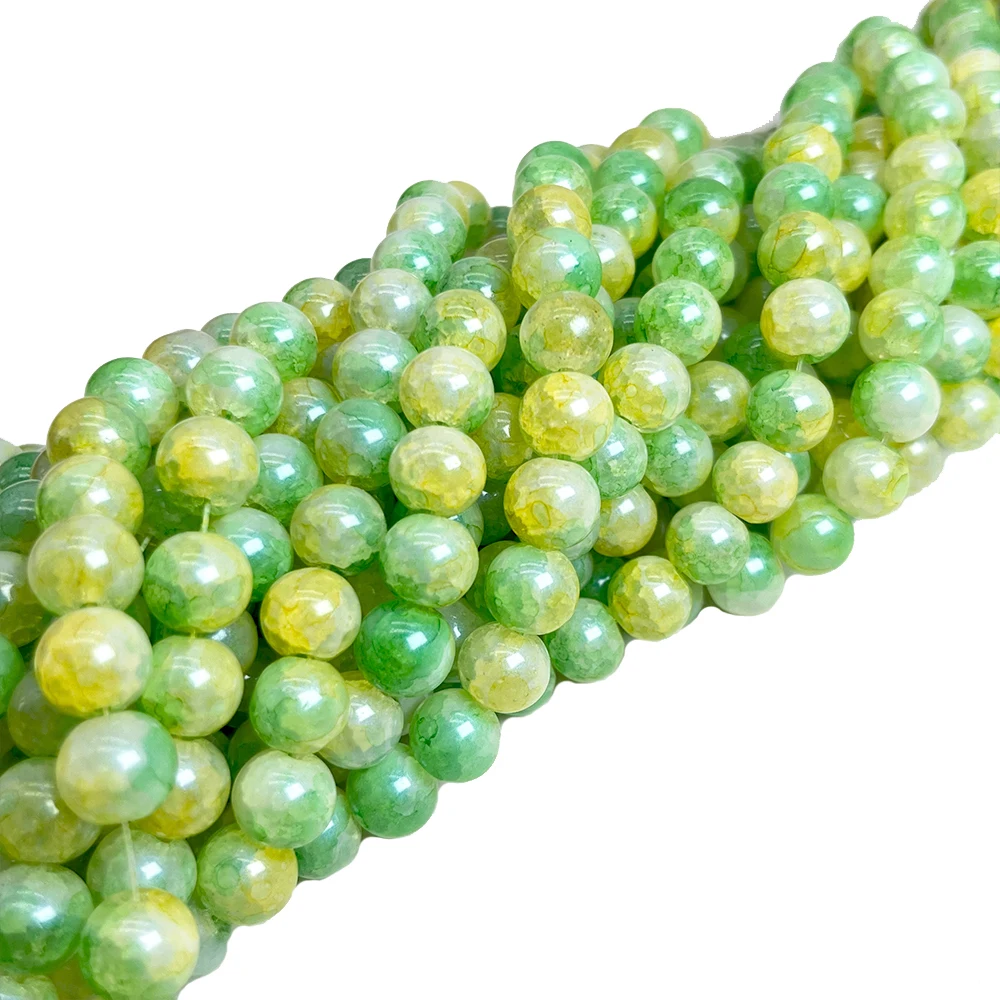 2023 New Glass Bead Strings 6 8 10 12 mm Color Coating Paint Gold Lined Loose Beads for Jewelry Making Diy Bracelets