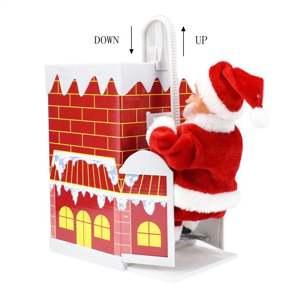New Arrival Santa Climbing Claus Chimney Electric Toy Doll With Music Kids Christmas Gift Santa Climbing The Ladder