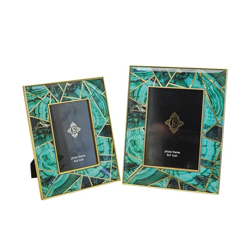 
Emerald Agate Stone Pattern Phnom Penh Creative Glass Inkjet Photo Frame Decoration Photo Frame Model Study Room Decoration 6 In 