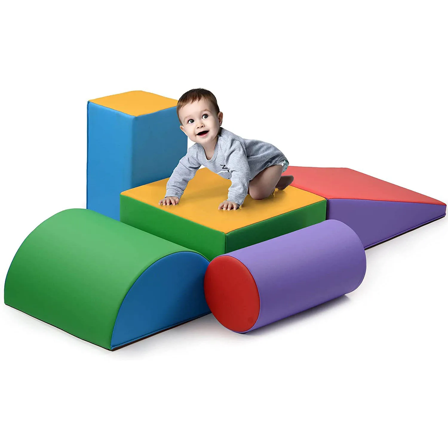 Climb and Crawl Activity Play Set,Climbing Lightweight Foam Shape Toy for Toddlers 5 Piece Soft Zone Climbing Blocks