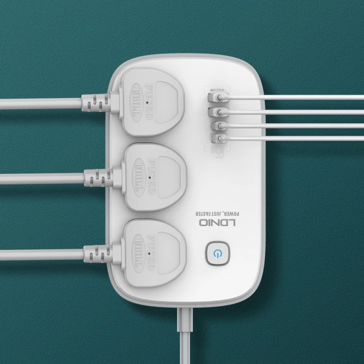 Универсальный электрический шнур LDNIO SC3416, 3 розетки, 4 порта USB