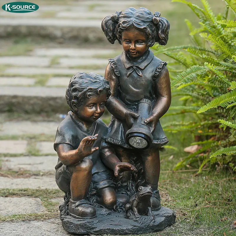 Park and City Decor Boys and Girls Leapfrog Children Statue Large Bronze sculpture