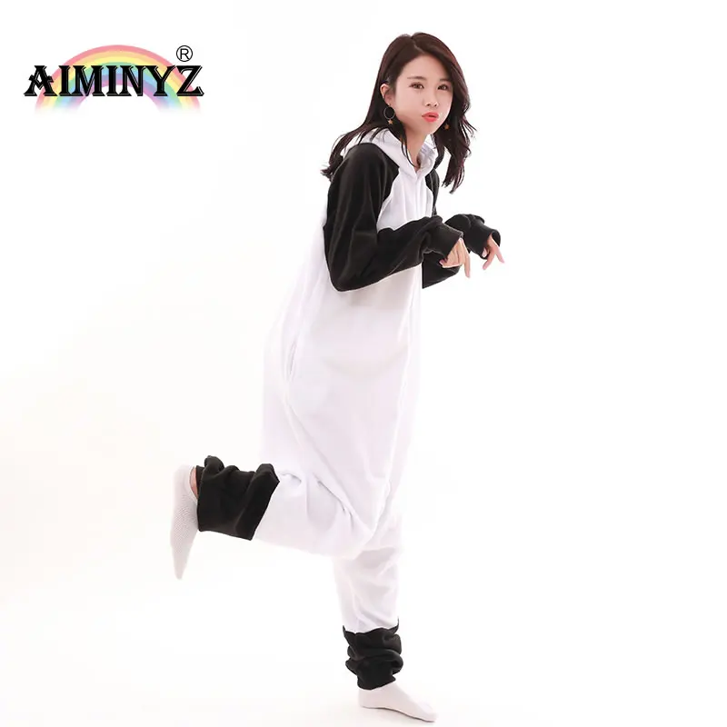 AIMINYZ Wholesale Winter Women Pajamas Polar Fleece Animal Onesie Pyjamas Cosplay Costume Sleepwear Hoodie For Adult Panda