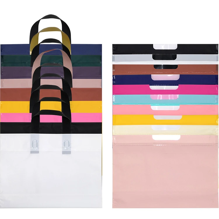 High Quality Printed Purple And White Handle Mini Plastic Shopping Bag
