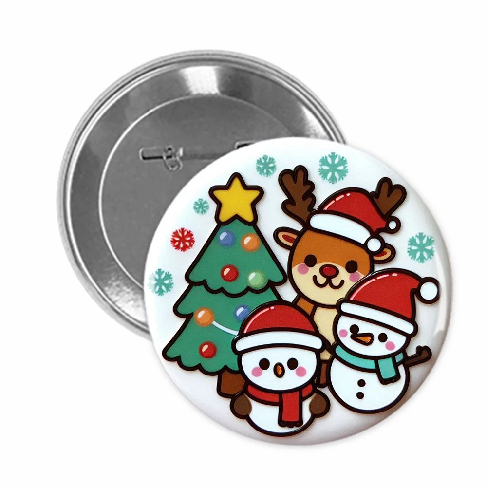 Supplier Wholesale Lapel Pin Style Custom Logo Button Tin Christmas Diy Button Badge Press