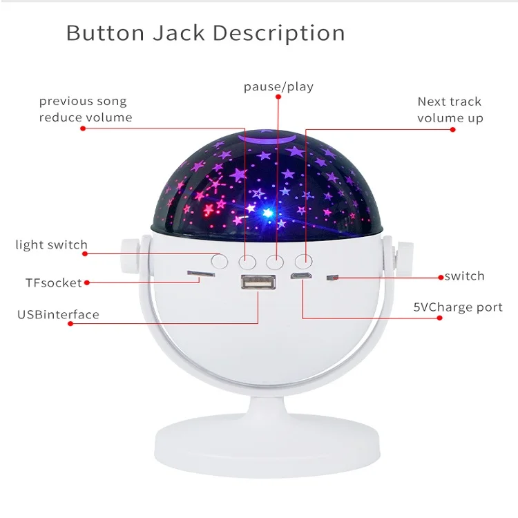 360° Rotating Bluetooth Music Light Starry Sky Light  Sound Activated Led Disco Light For Atmosphere Christmas Party Use
