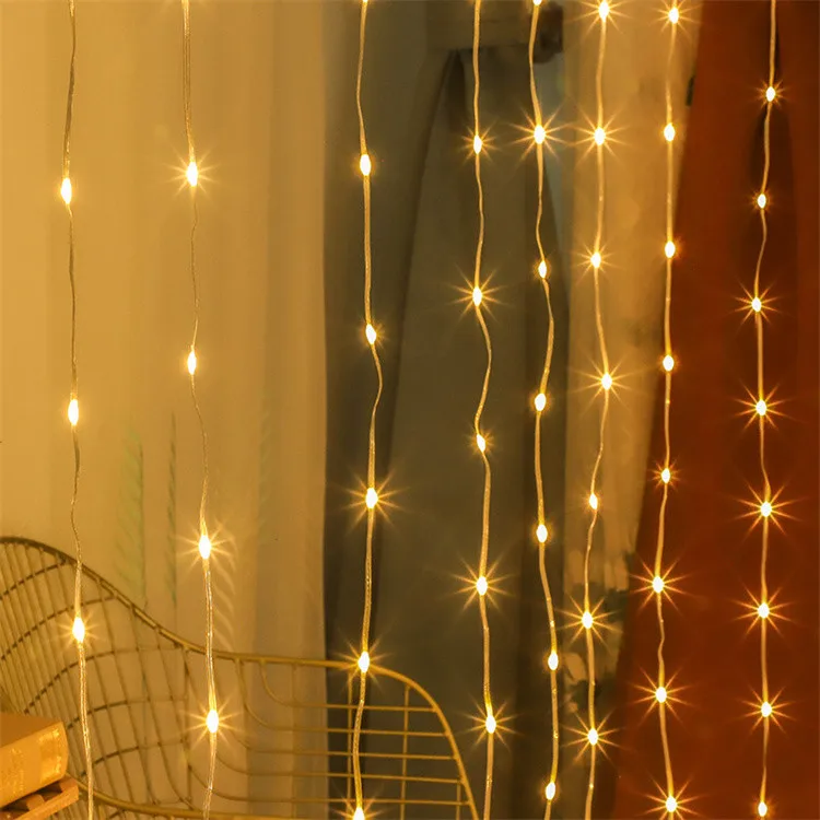 3*3m Leather Thread Curtain Garland String Light for Christmas Wedding Party Home Bedroom Decoration Lampara Led