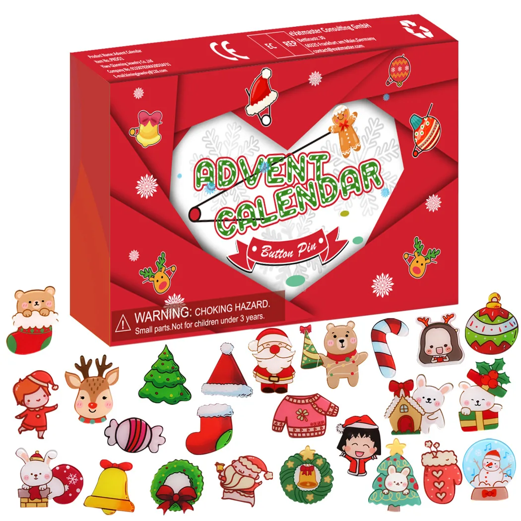 24 Days Christmas Advent Calendar Christmas Tree Santa Claus Snowman Elk Gift Party Decoration Brooch Blind box Gift