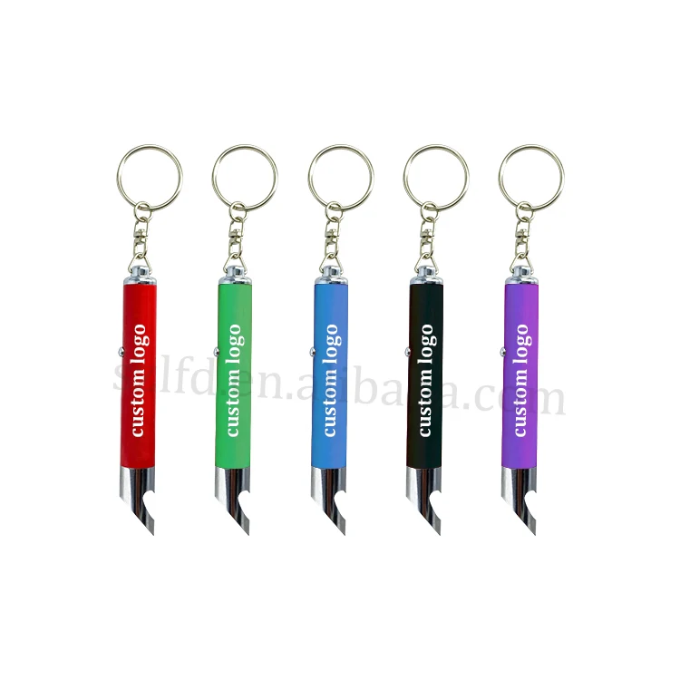 bottle openers custom promotion metal led logo projector keychain printing advertising flashlight