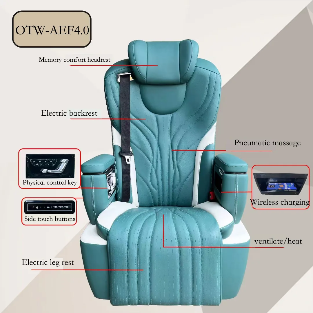OTW-AEF4.0 Modified aftermarket custom adjustable heating universal massage luxury car seat with leg rest for toyota hiace van