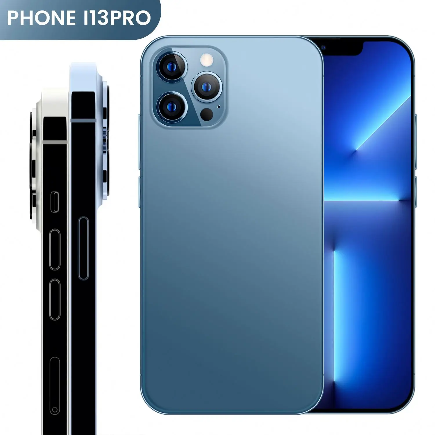 New 100% original 6.9 inch Screen Android phone 16+512GB Wifi camera GPS 3 sim card i13pro mobile phones