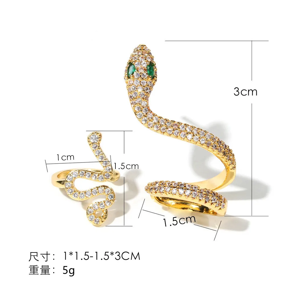 202118K Gold Earrings Fashion Jewelry Plated Snake Earring Set Ear Cuff Wholesale Halloween Anime Stud Earring For Women Girl