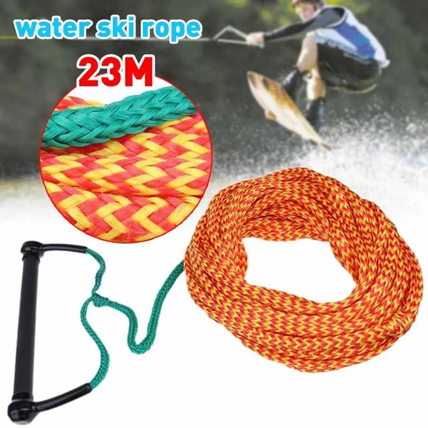 Wakeboard Rope Water Ski Rope EVA Handle & Float & Rope Keeper Heavy Duty Low Stretch 2 Sections Water Sports 24 Ft with 12 Inch