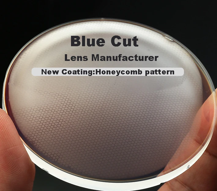 Ophthalmic light blocking cut 1.56 anti blue ray optical lentes single vision lenses with honeycomb pattern coating