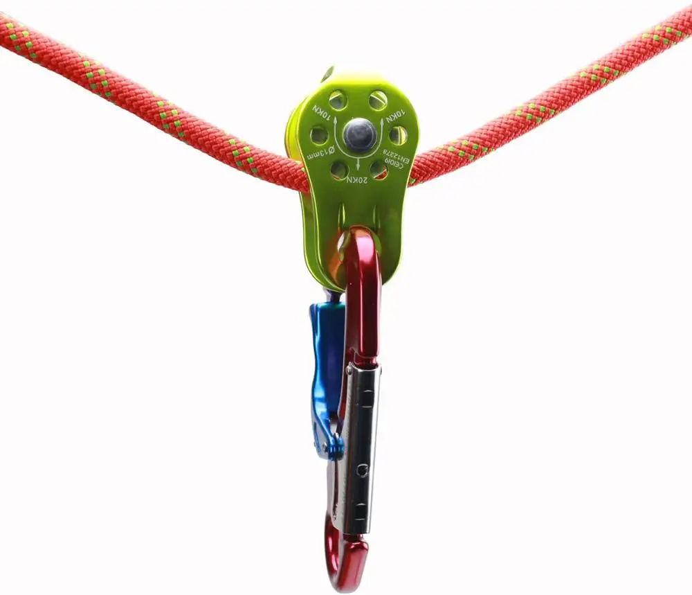 Aluminium Magnesium Alloy Climbing Pulley Rescue Pulley Heavy Duty Single Swivel Rope Pulley for Block Climbing Safety Equipment