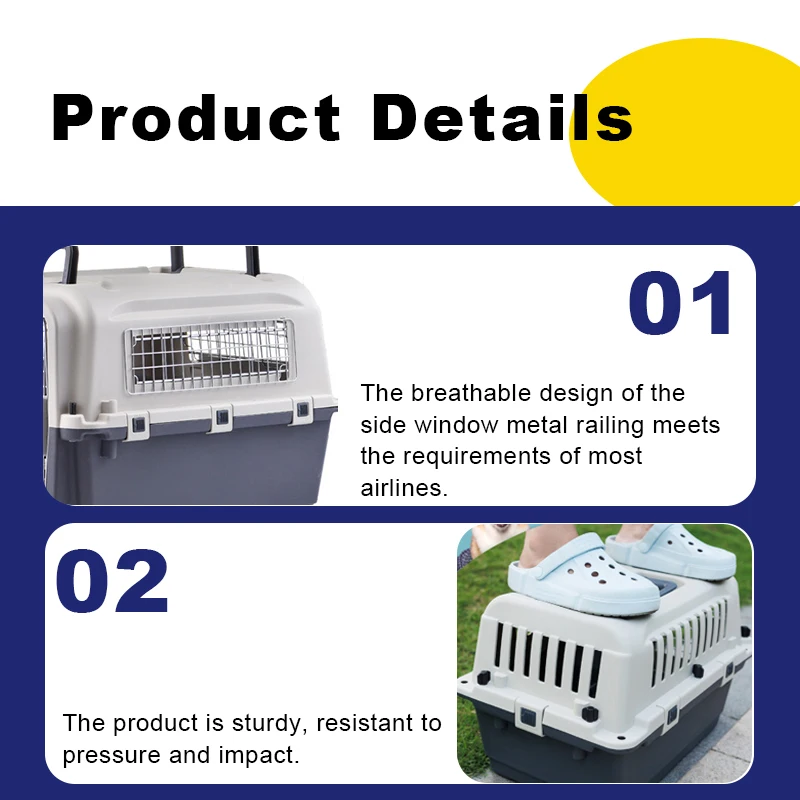 48 Inch Plastic Large Pet Carrier Box Basket Cage Outdoor Transport Pet Air Crate For Cat Dog Travel