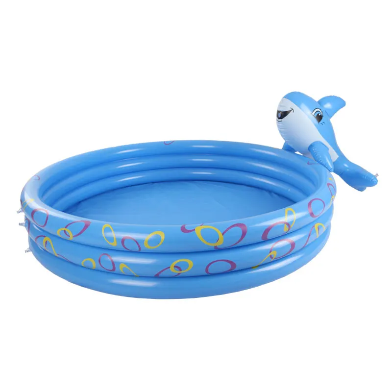 Garden Round 3 Rings 152*152*74 cm Blue Shark Kiddie Pool for Kids Inflatable Swimming Pool
