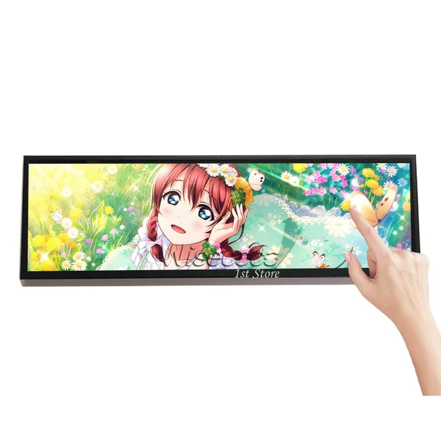 Wide Streched Bar LCD Display Case Second 4K Advertising Monitors IPS Super Thin Earphone Embedded