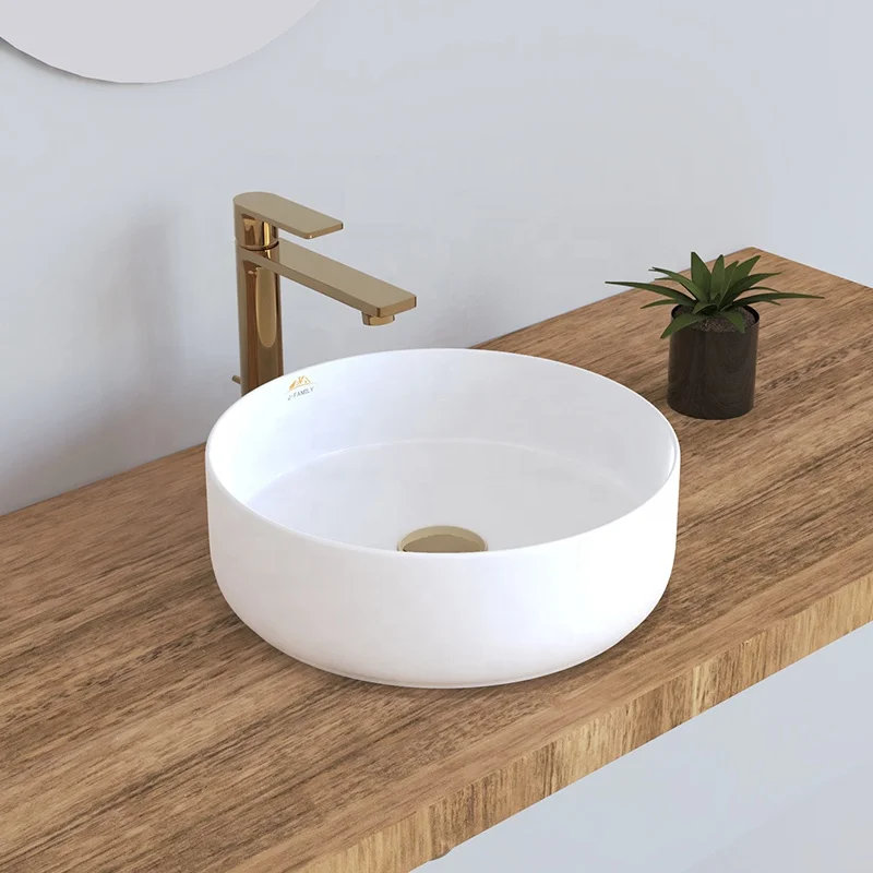 Slim Edge Bathroom Sink Ceramic Round Wash Basin Decoration Above counter