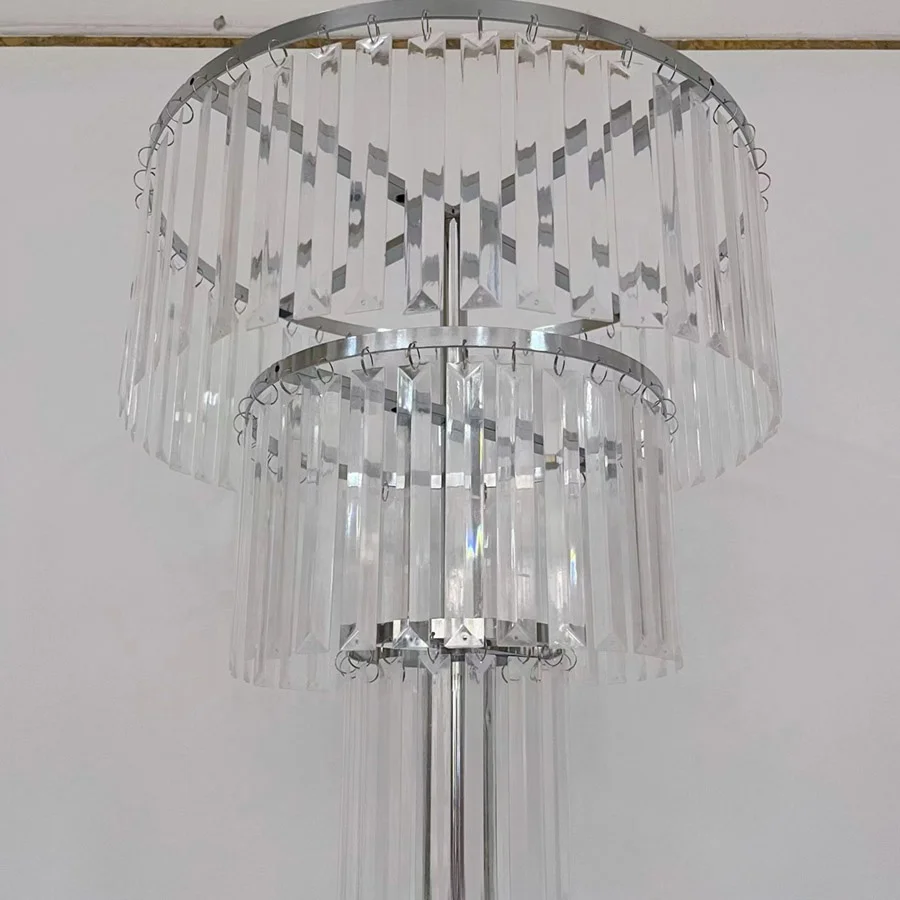 3 Tiers Iron Metal Flower Stand Tall Artificial Flower Centerpiece with Light for Weddings Parties Birthdays