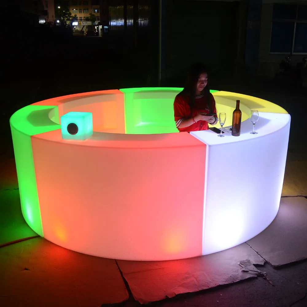 Night Club Christmas LED Outdoor bar Counter Furniture Mobile  bar Stool and Chair Cocktail Table Hookah Set for Events