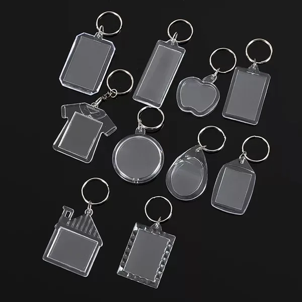 Custom Photo Viewer Plastic Keychain Transparent Zinc Alloy Customized Acrylic Logo OEM Silk Screen Printing 1 Color,2 Color