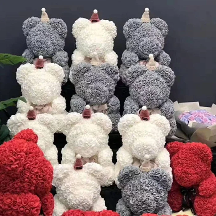 Factory Customization Fashion Decoration Flower Teddy Bear 40 cm Soap Foam of Roses