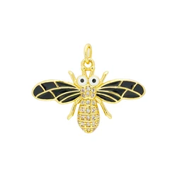 Lovely Cute Brass Drop Oil Micro Insert Cz  Colorful Enamel Charm Animal Bee Pendant For Diy Necklace Jewelry Making Findings