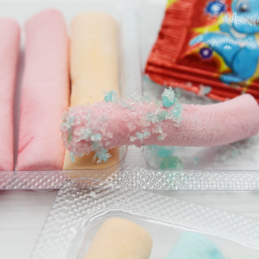 Hot Sale Fruit Flavored Sponge Cotton Candy Soft Gummy Marshmallows Candy with Popping Candy