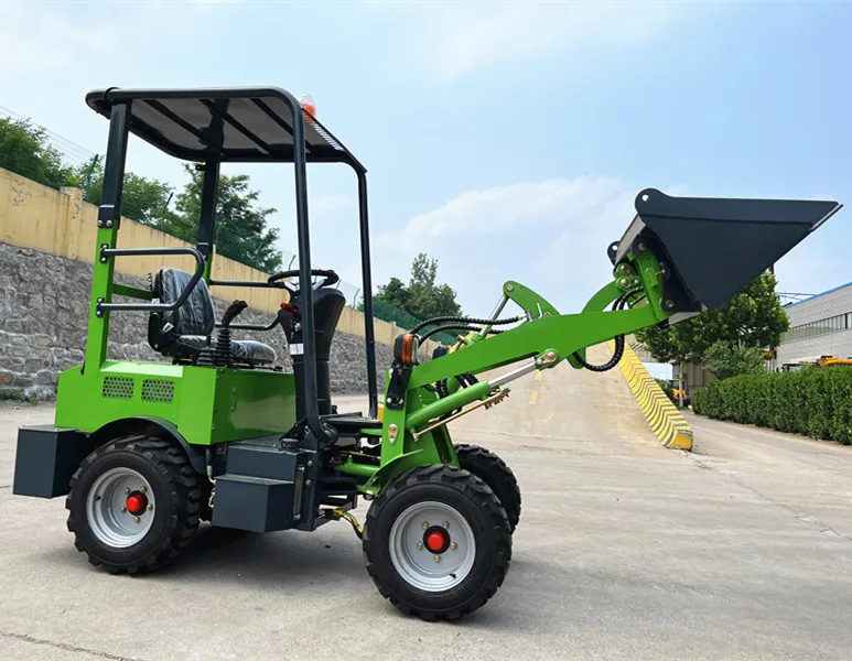 E04 Four Wheels Self Lifting Loaders Front Loader Small Garden Farm Electric Mini Bucket Wheel Loader With Battery