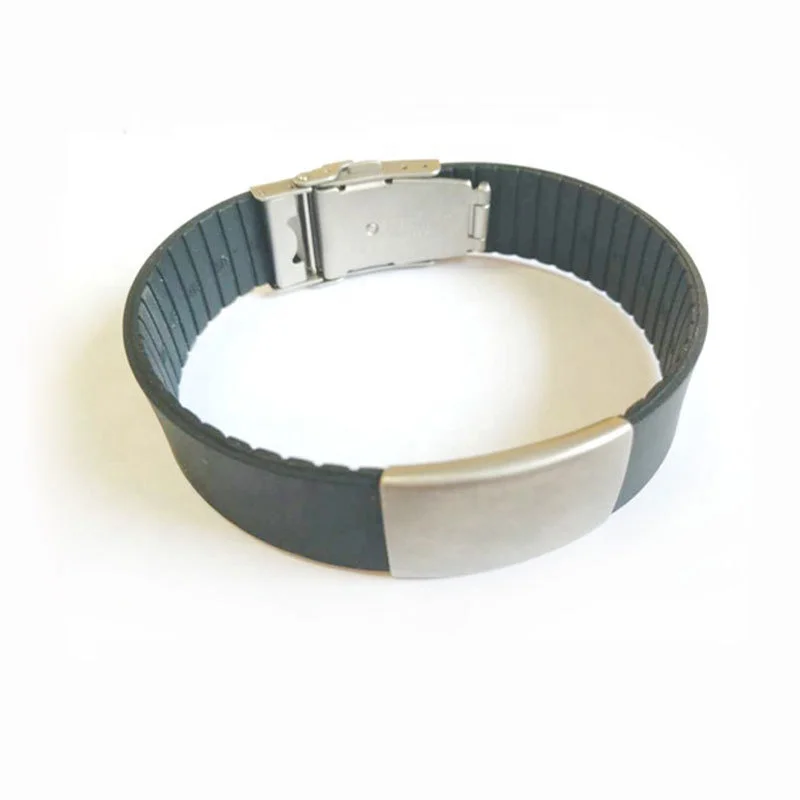 Hot products Adjustable Id Silicone Bracelet Medical Alert ID Wristband Bracelet With Stainless Plate And Clasp
