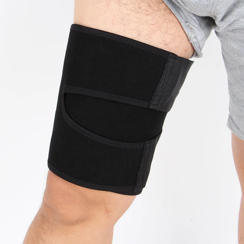 Оптовая продажа, спортивный эластичный неопреновый Регулируемый шарнирный бандаж на колено для бедра, профессиональный защитный бандаж на ноги для бега