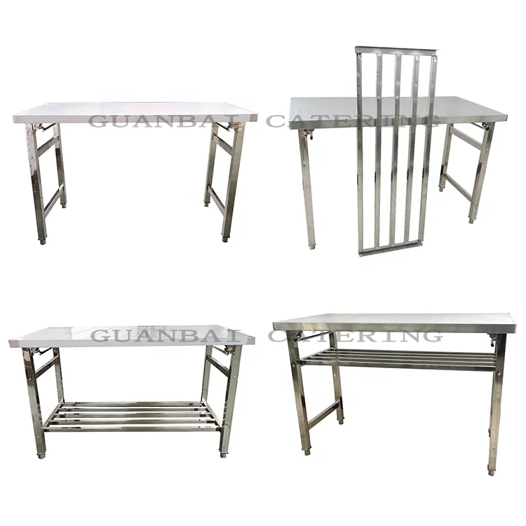 Base Hotel Table Stainless Steel Folding Table Customized Style onlocation hospitality Steel Folded Table for Hotel Furniture