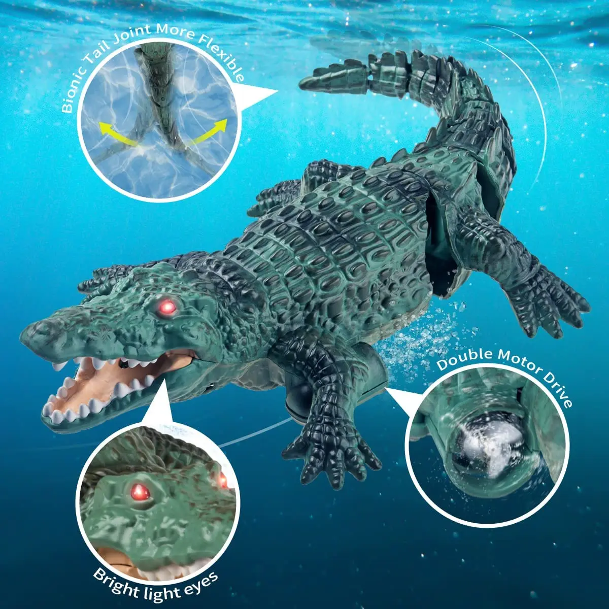 Chachi Toys Pool Bathtub 2.4Gz Realistic RC Remote Control Swimming Crocodile Swimming Toy for Kids 6 Years Old