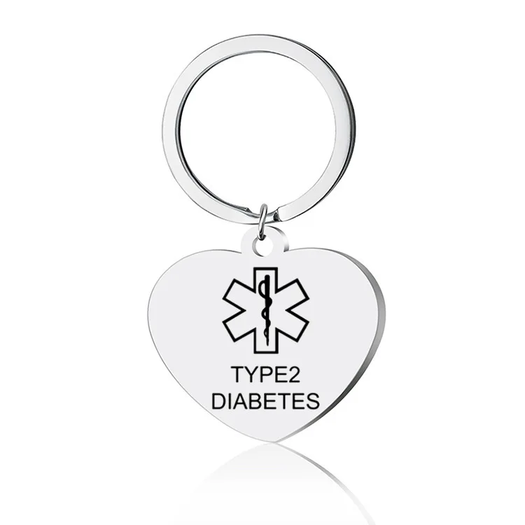 374 Personalized Engraving Stainless Steel TYPE 1 DIABETES EPILEPSY BLOOD THINNER Medical Alert ID Heart Pendant Necklace