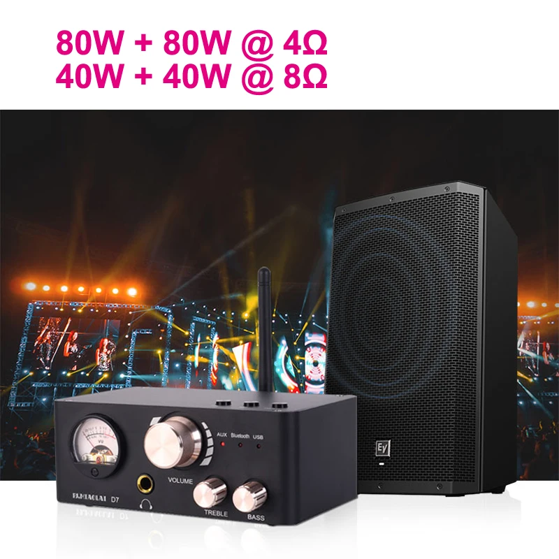 MA12070 2*80W Infineon BT NE5532  VU Meter Digital Audio Power Equalizer Amplifier