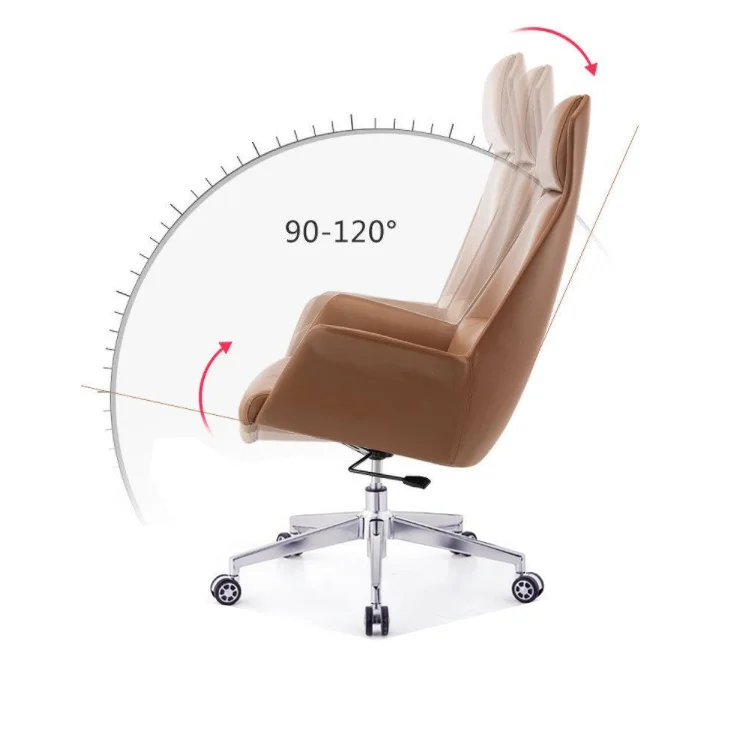 High Quality Modern Luxury Adjustable Recliner Swivel Manager Executive Ergonomic Real Genuine Leather Office Chair